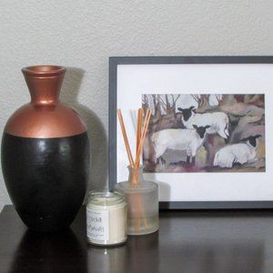 NWT Large Painted Black and Copper Vase